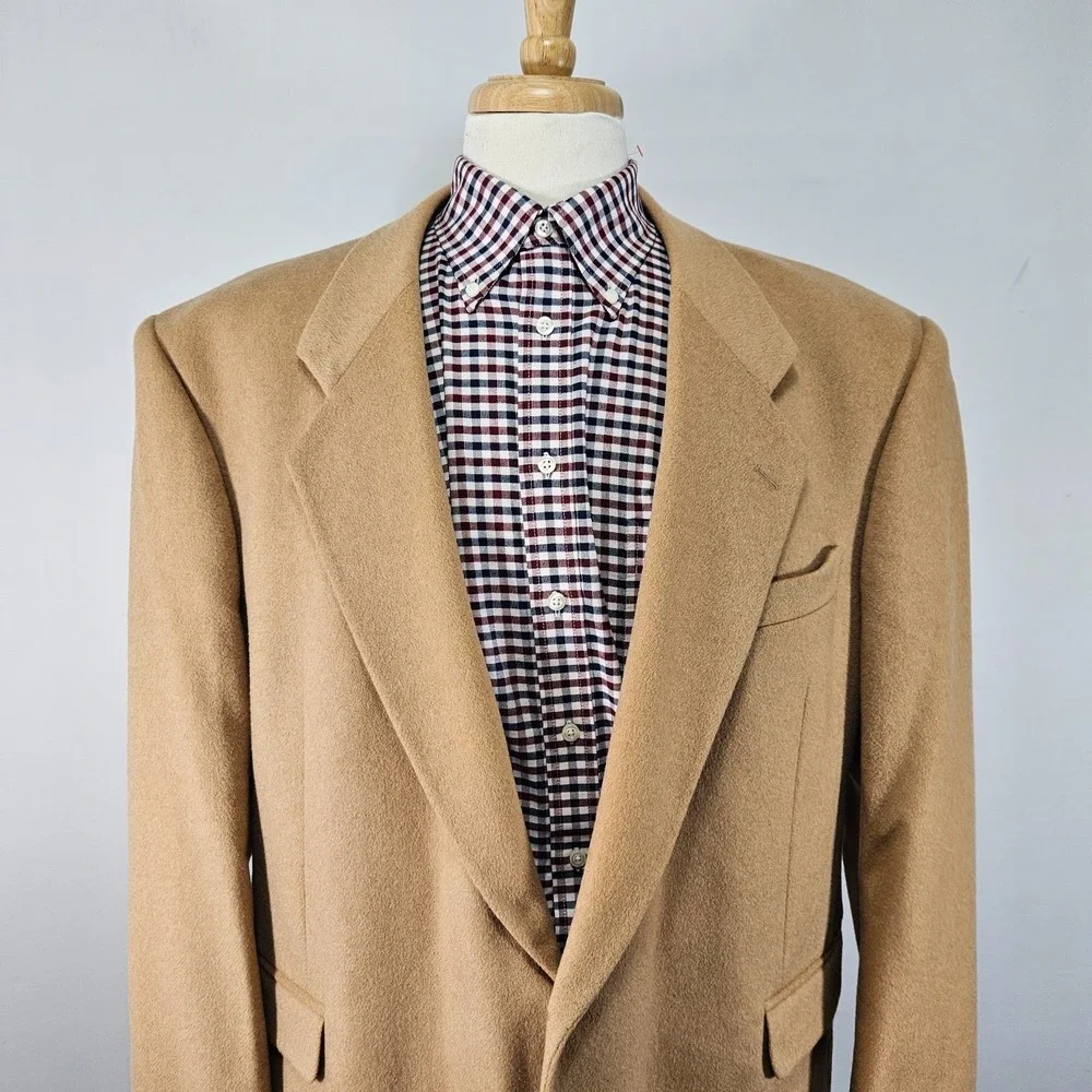 Bill Robin Son Men's Sport Coat Blazer Two Button Wool Camel Nylon Blend 46R